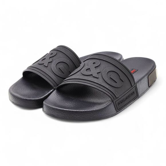 Dolce & Gabbana Logo Saint Barth Rubber Pool Slides Black EU 39 US 9 - NWB $320 - Picture 2 of 7